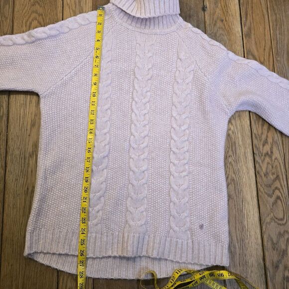 Kari Traa Women's Lid Knit Medium Cable-Knit Light Pink Turtleneck Sweater - Picture 10 of 10